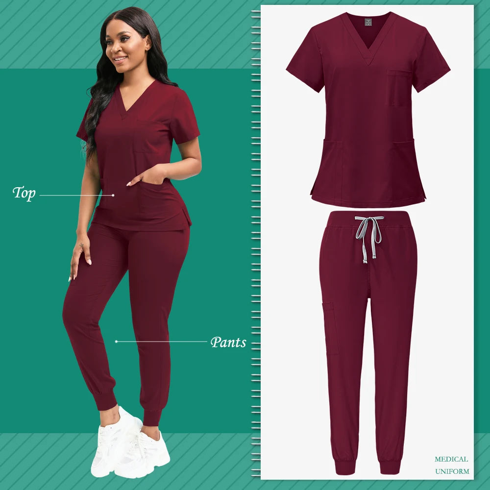 New Nurse Uniform for Women Nursing Solid Surgical Gown High-quality Doctor Scrub Sets Unisex Hospital Work Wear Wholesale Price