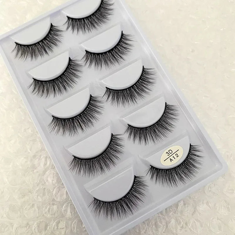 5 pairs 100% Real Mink Eyelashes Faux Cils Natural False Eyelashes 3d Mink Lashes Soft Eyelash Extension Makeup Cilio H13 E-08