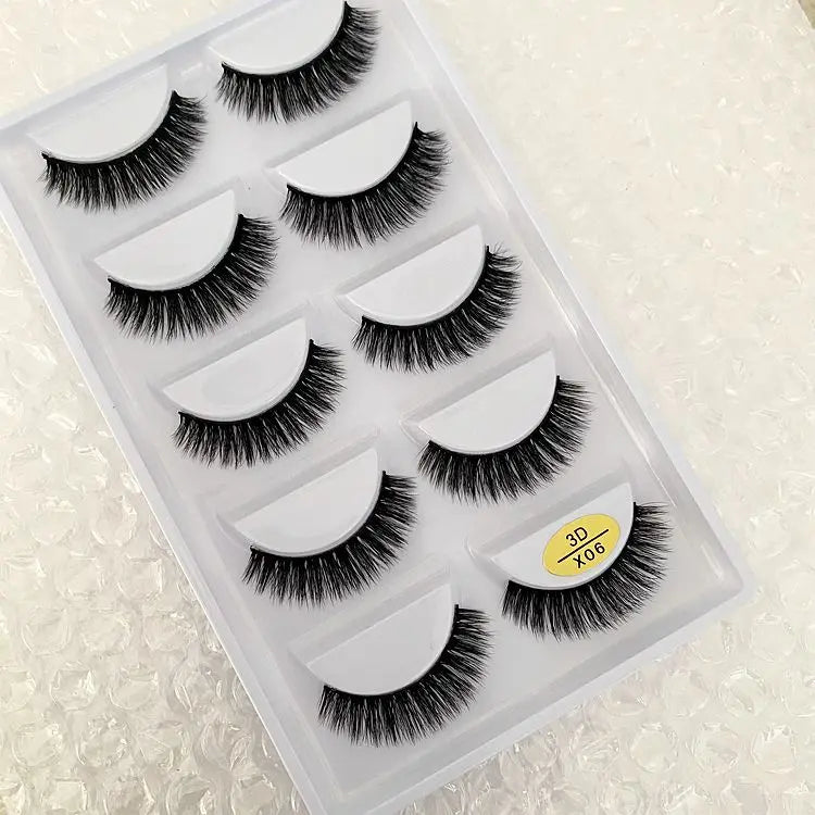 5 pairs 100% Real Mink Eyelashes Faux Cils Natural False Eyelashes 3d Mink Lashes Soft Eyelash Extension Makeup Cilio H13 E-08