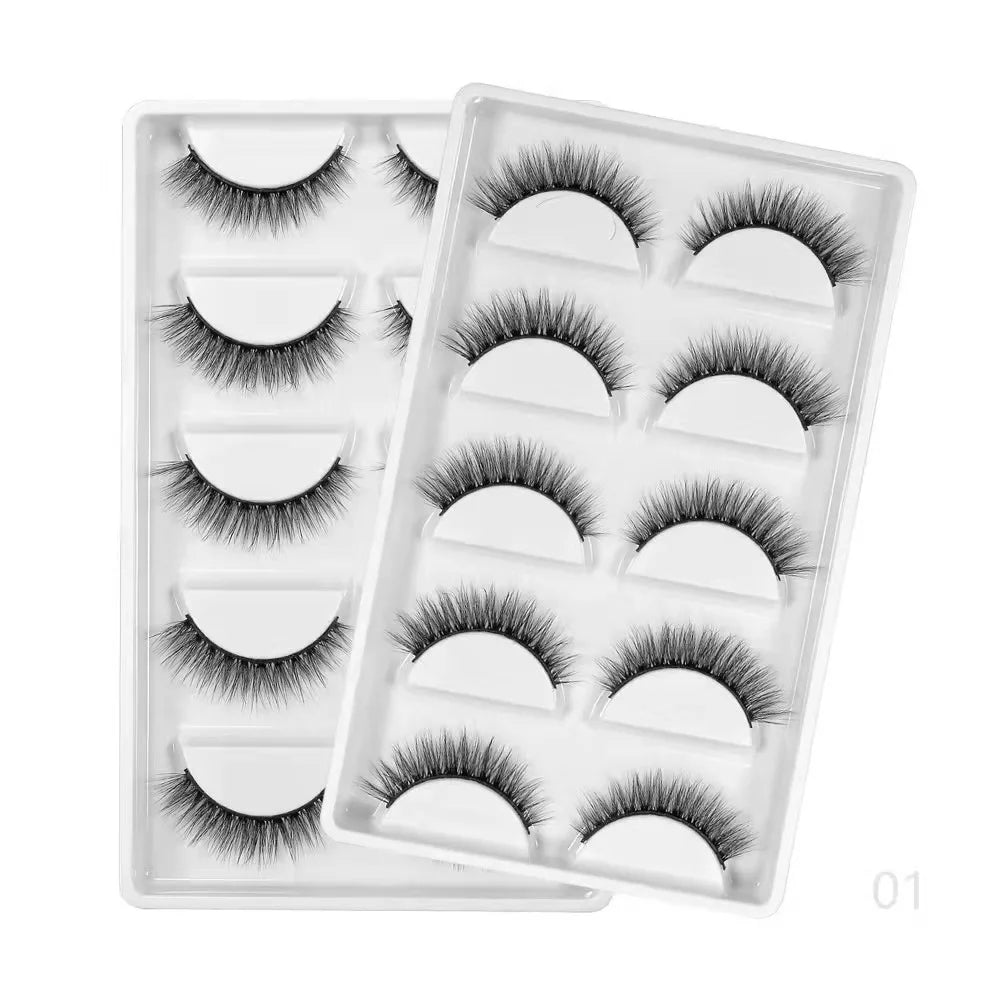 5 pairs 100% Real Mink Eyelashes Faux Cils Natural False Eyelashes 3d Mink Lashes Soft Eyelash Extension Makeup Cilio H13 E-08