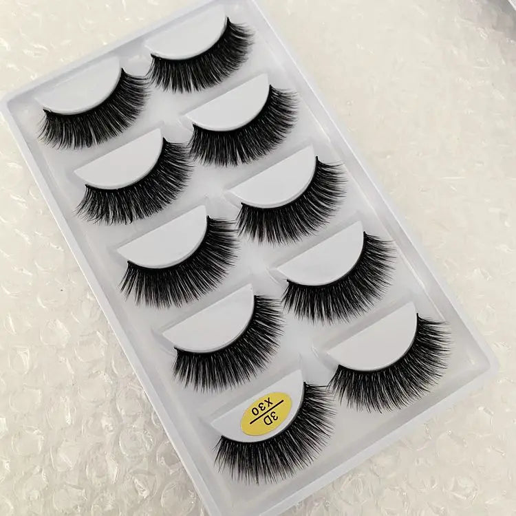 5 pairs 100% Real Mink Eyelashes Faux Cils Natural False Eyelashes 3d Mink Lashes Soft Eyelash Extension Makeup Cilio H13 E-08