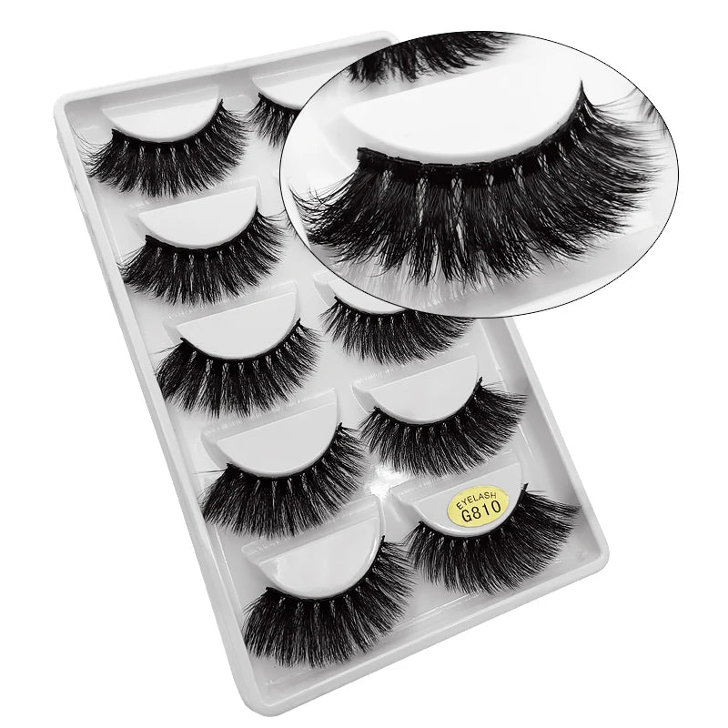 5 Pairs Mink EyeLashes 3D False Lashes winged Thick MakeupEyeLash Dramatic Lashes Natural Volume Soft Fake Eye Lashes g800