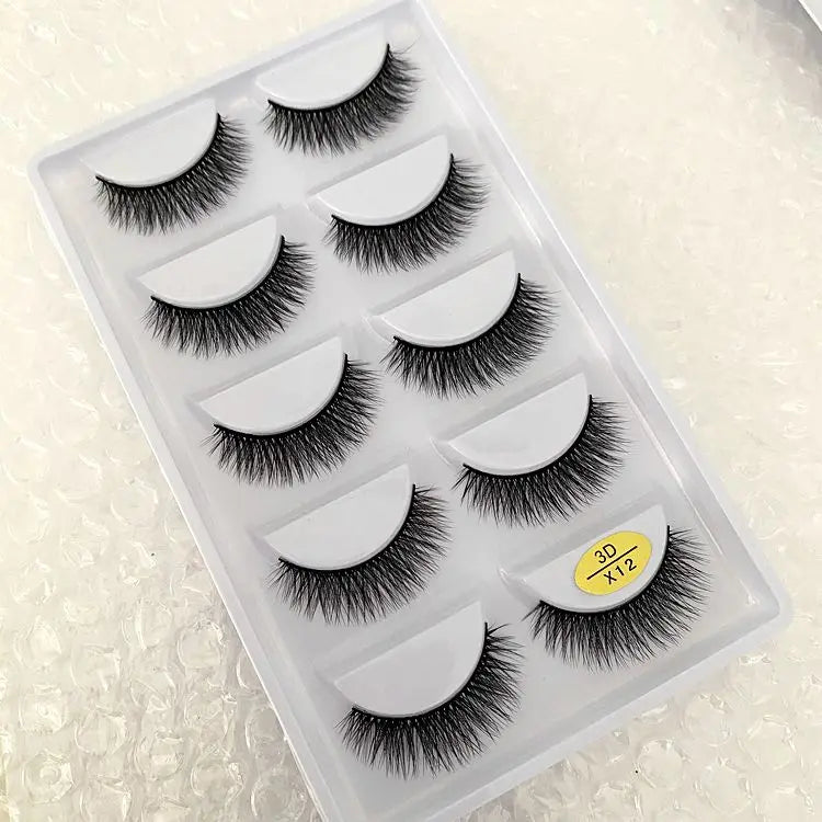 5 pairs 100% Real Mink Eyelashes Faux Cils Natural False Eyelashes 3d Mink Lashes Soft Eyelash Extension Makeup Cilio H13 E-08