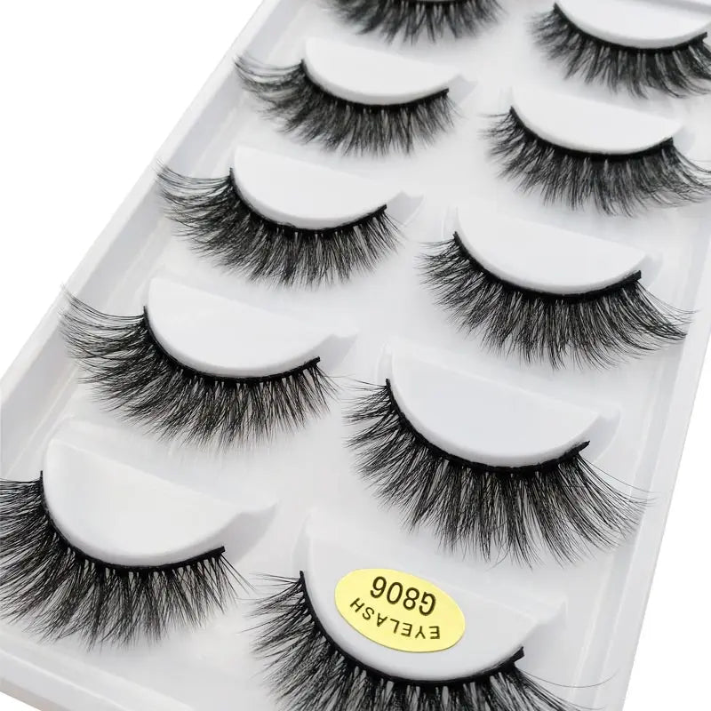 5 pairs 100% Real Mink Eyelashes Faux Cils Natural False Eyelashes 3d Mink Lashes Soft Eyelash Extension Makeup Cilio H13 E-08