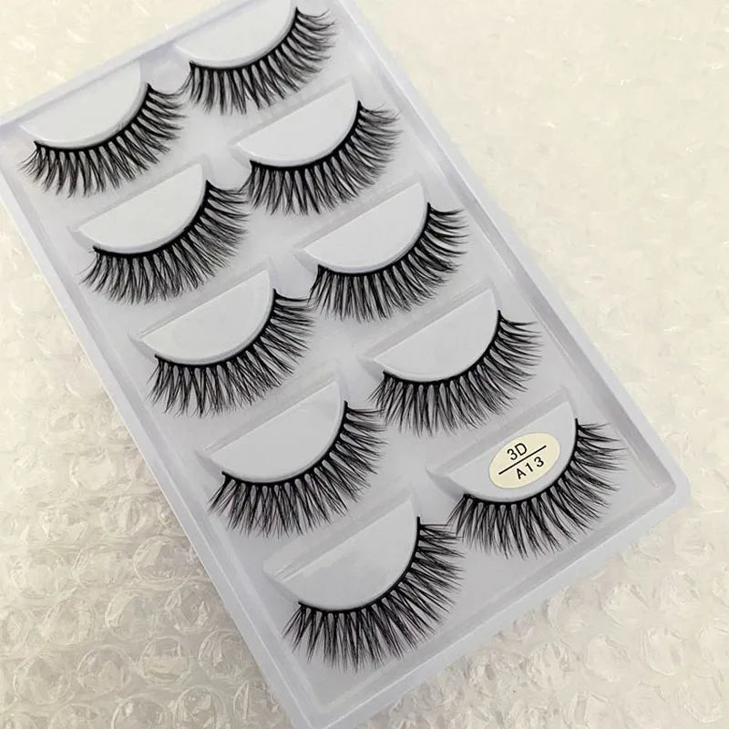 5 pairs 100% Real Mink Eyelashes Faux Cils Natural False Eyelashes 3d Mink Lashes Soft Eyelash Extension Makeup Cilio H13 E-08