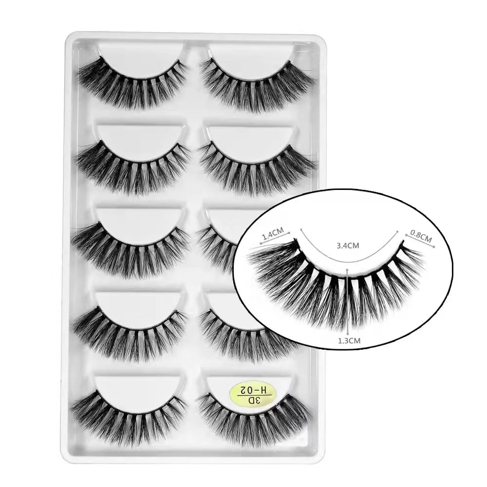 5 pairs 100% Real Mink Eyelashes Faux Cils Natural False Eyelashes 3d Mink Lashes Soft Eyelash Extension Makeup Cilio H13 E-08