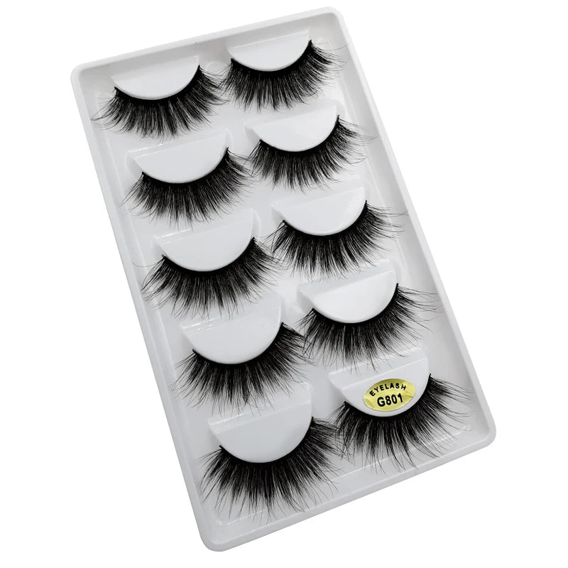 5 Pairs Mink EyeLashes 3D False Lashes winged Thick MakeupEyeLash Dramatic Lashes Natural Volume Soft Fake Eye Lashes g800