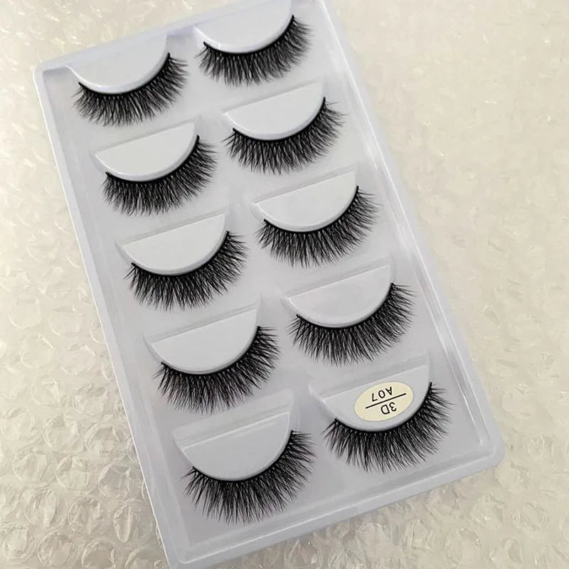 5 pairs 100% Real Mink Eyelashes Faux Cils Natural False Eyelashes 3d Mink Lashes Soft Eyelash Extension Makeup Cilio H13 E-08