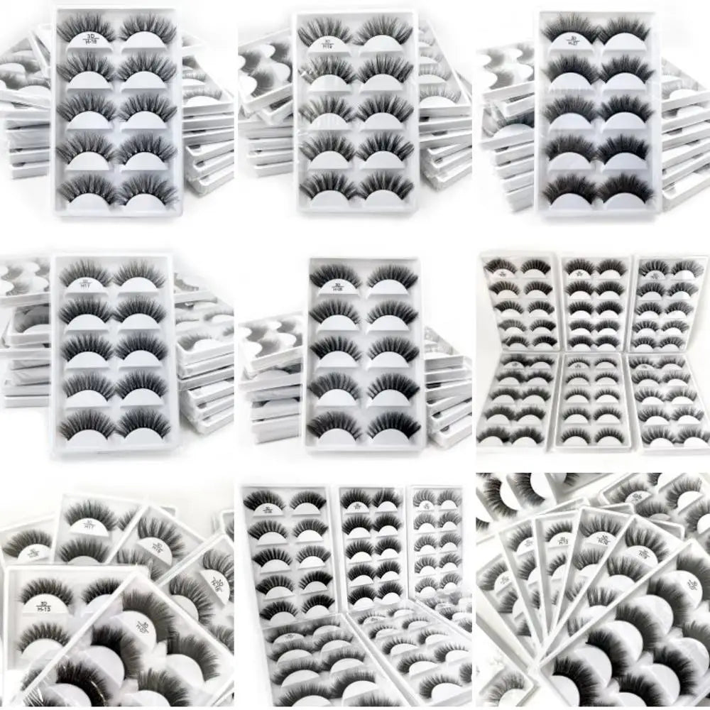 5 pairs 100% Real Mink Eyelashes Faux Cils Natural False Eyelashes 3d Mink Lashes Soft Eyelash Extension Makeup Cilio H13 E-08