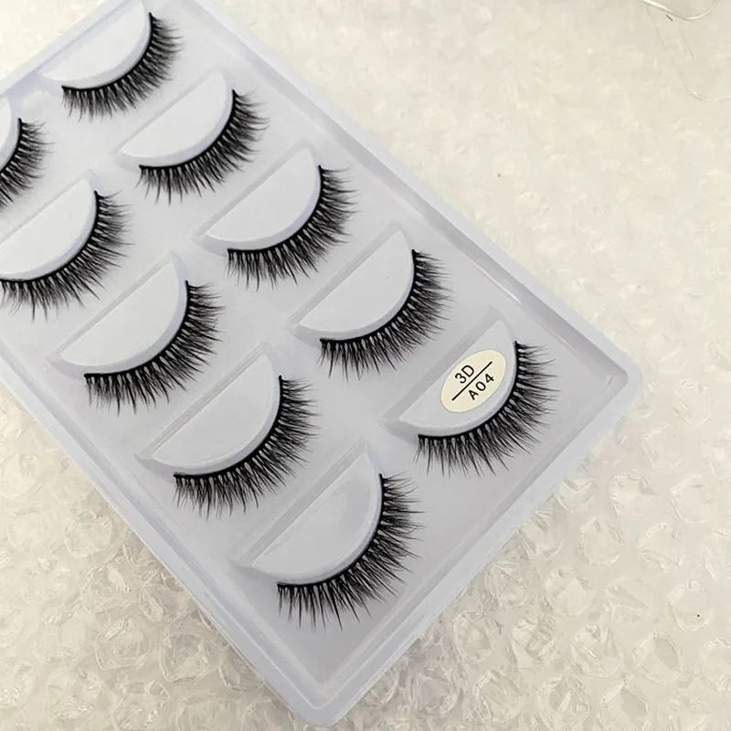 5 pairs 100% Real Mink Eyelashes Faux Cils Natural False Eyelashes 3d Mink Lashes Soft Eyelash Extension Makeup Cilio H13 E-08