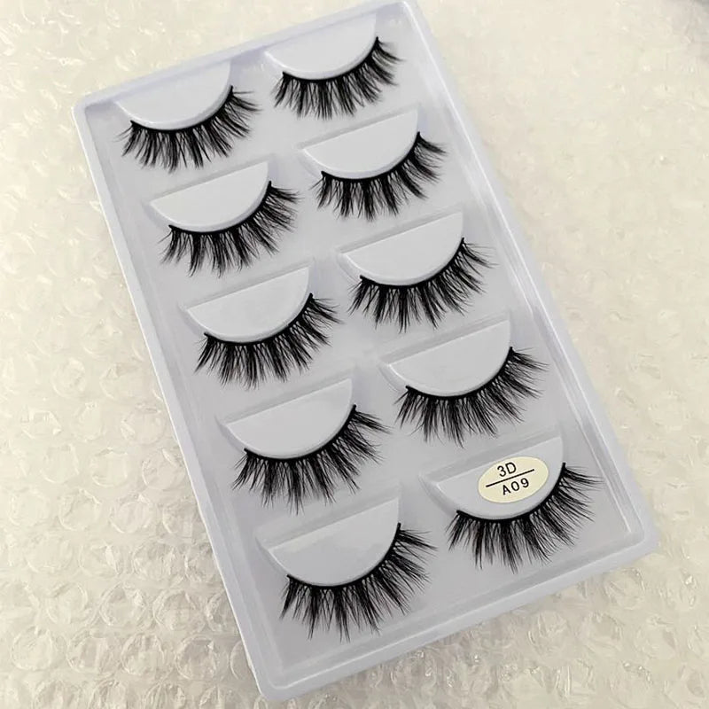 5 pairs 100% Real Mink Eyelashes Faux Cils Natural False Eyelashes 3d Mink Lashes Soft Eyelash Extension Makeup Cilio H13 E-08