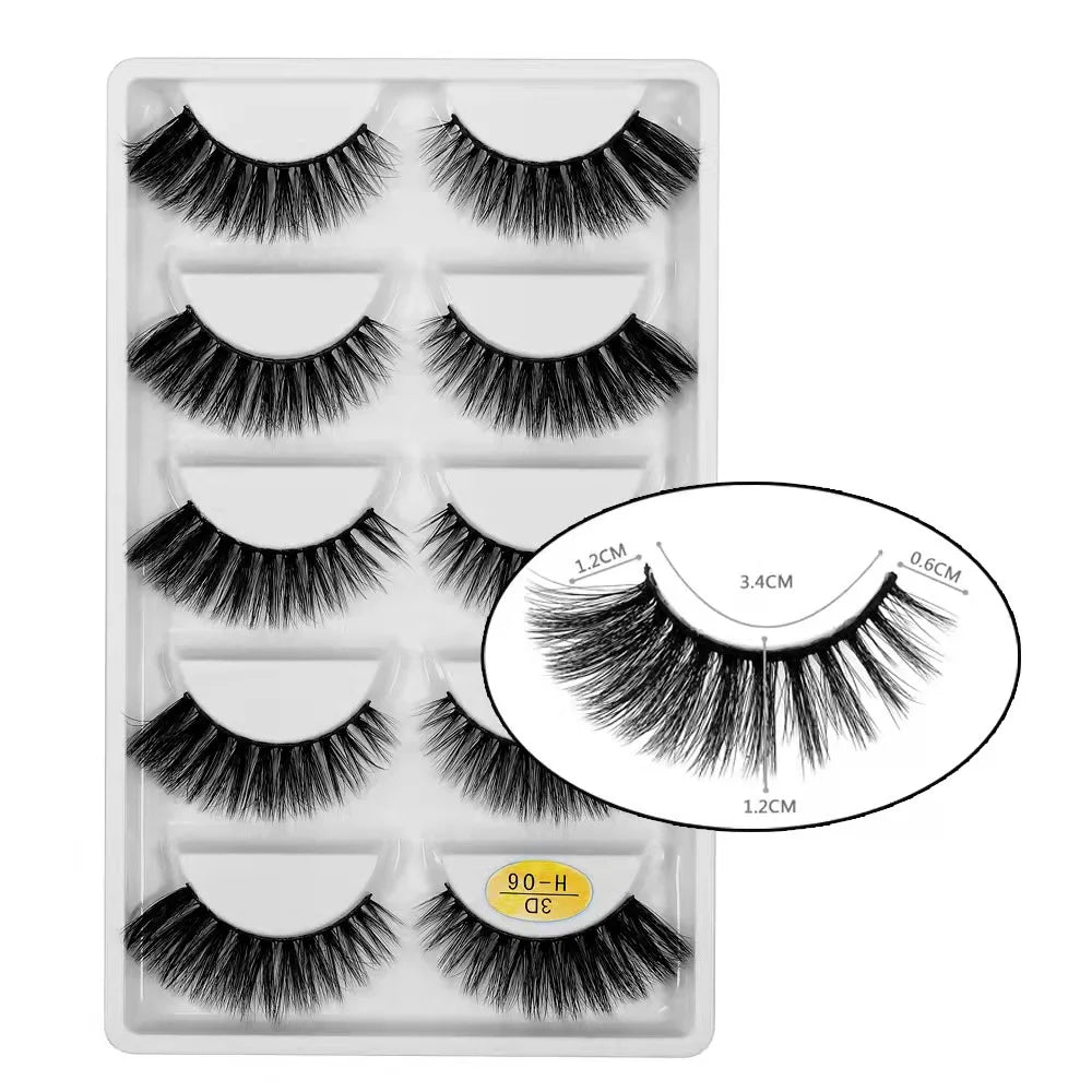 5 pairs 100% Real Mink Eyelashes Faux Cils Natural False Eyelashes 3d Mink Lashes Soft Eyelash Extension Makeup Cilio H13 E-08