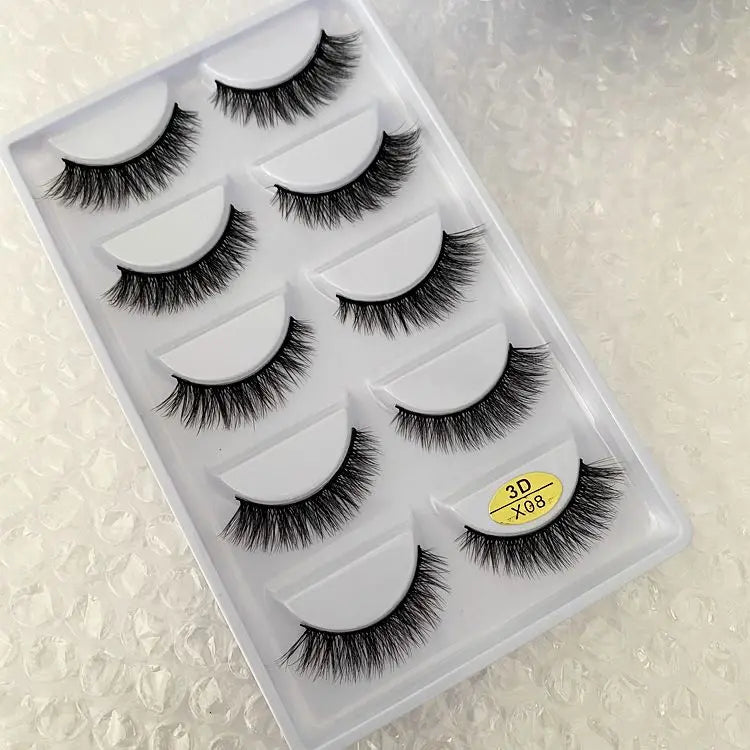 5 pairs 100% Real Mink Eyelashes Faux Cils Natural False Eyelashes 3d Mink Lashes Soft Eyelash Extension Makeup Cilio H13 E-08