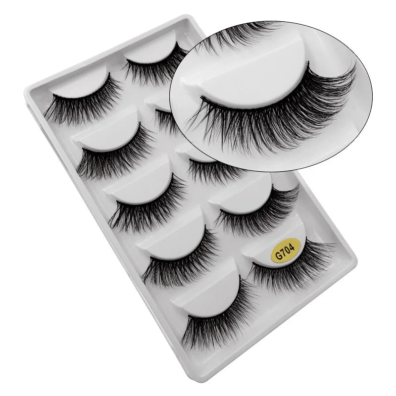 5 Pairs Mink EyeLashes 3D False Lashes winged Thick MakeupEyeLash Dramatic Lashes Natural Volume Soft Fake Eye Lashes g800