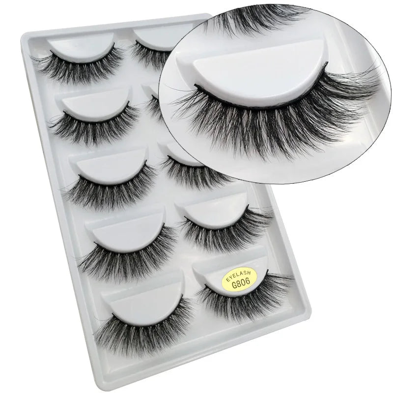 5 Pairs Mink EyeLashes 3D False Lashes winged Thick MakeupEyeLash Dramatic Lashes Natural Volume Soft Fake Eye Lashes g800