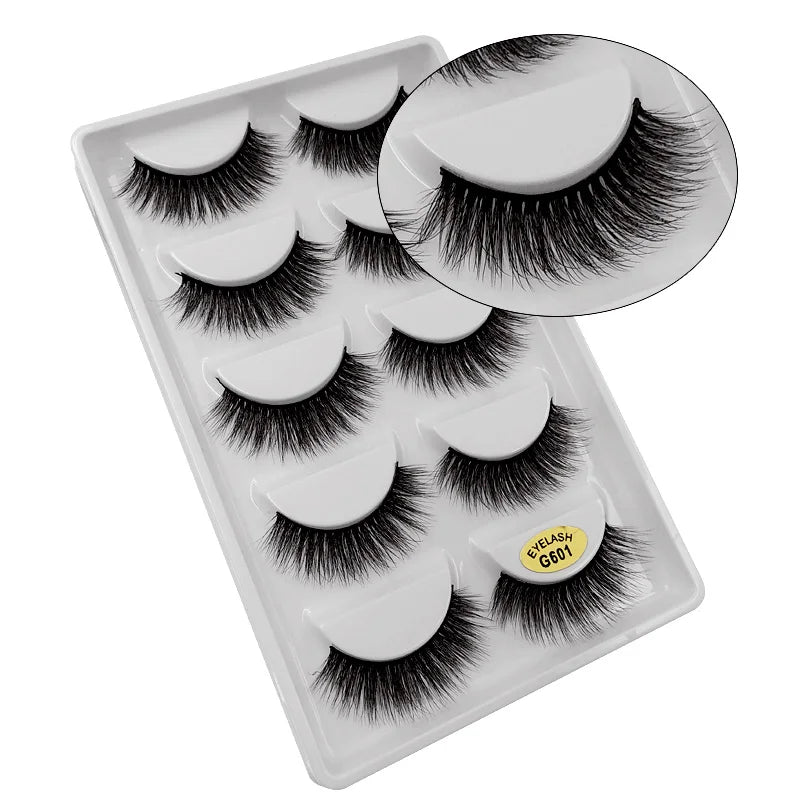 5 Pairs Mink EyeLashes 3D False Lashes winged Thick MakeupEyeLash Dramatic Lashes Natural Volume Soft Fake Eye Lashes g800