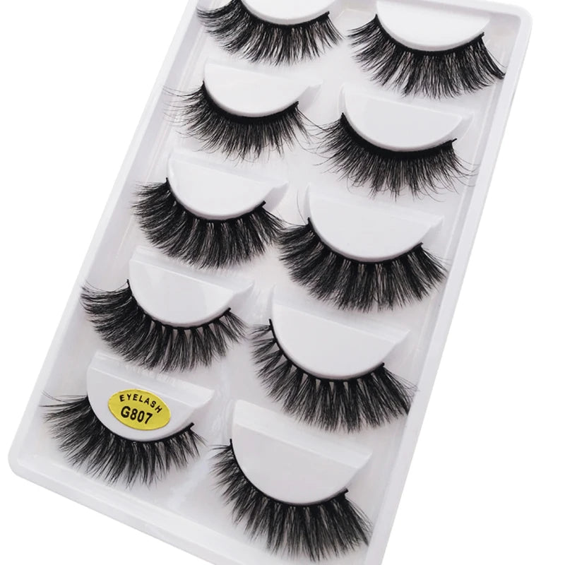 5 Pairs Mink EyeLashes 3D False Lashes winged Thick MakeupEyeLash Dramatic Lashes Natural Volume Soft Fake Eye Lashes g800