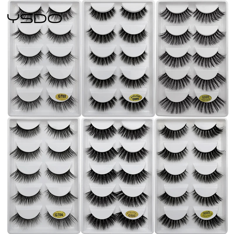 5 Pairs Mink EyeLashes 3D False Lashes winged Thick MakeupEyeLash Dramatic Lashes Natural Volume Soft Fake Eye Lashes g800