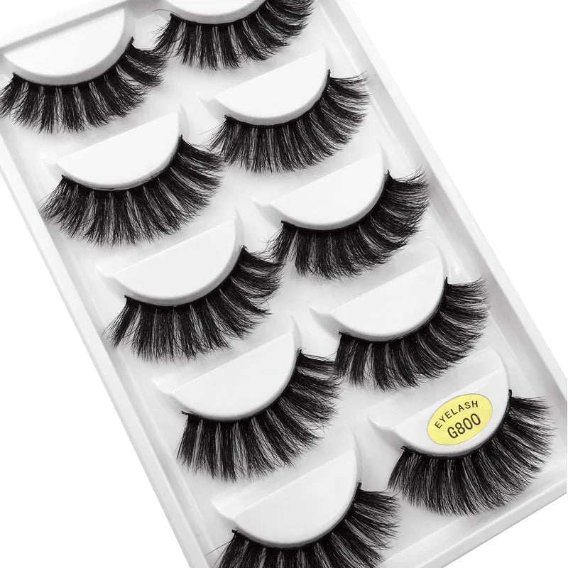 5 Pairs Mink EyeLashes 3D False Lashes winged Thick MakeupEyeLash Dramatic Lashes Natural Volume Soft Fake Eye Lashes g800