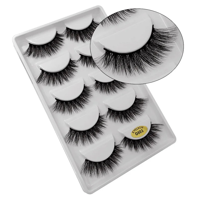 5 Pairs Mink EyeLashes 3D False Lashes winged Thick MakeupEyeLash Dramatic Lashes Natural Volume Soft Fake Eye Lashes g800