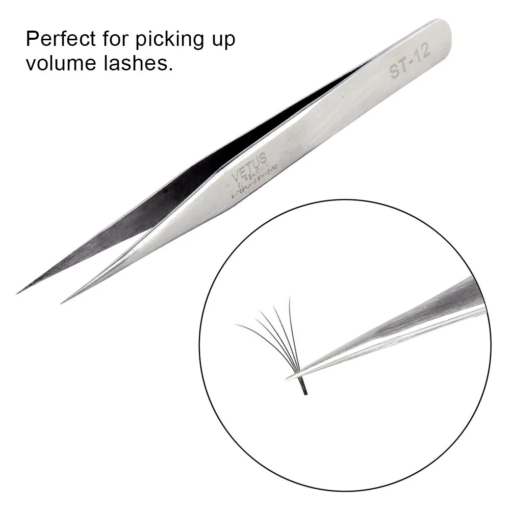 VETUS Stainless Steel Eyebrow Tweezer False Eyelash Extension Tweezers Auxiliary Repair Hyperfine Lashes Tools Make Up Tweezers