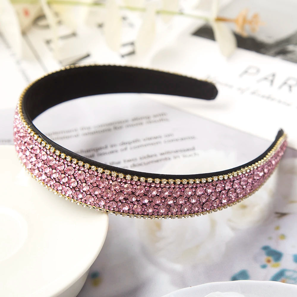 Baroque Crystal Headbands Fashion Hair Hoop Bands Bezel Luxurious Rhinestones Sponge Hairbands Women Hair Accessories Headdress