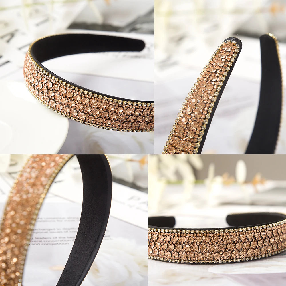 Baroque Crystal Headbands Fashion Hair Hoop Bands Bezel Luxurious Rhinestones Sponge Hairbands Women Hair Accessories Headdress