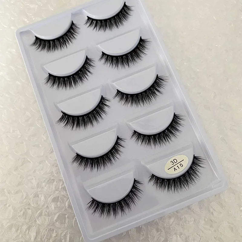 5 pairs 100% Real Mink Eyelashes Faux Cils Natural False Eyelashes 3d Mink Lashes Soft Eyelash Extension Makeup Cilio H13 E-08