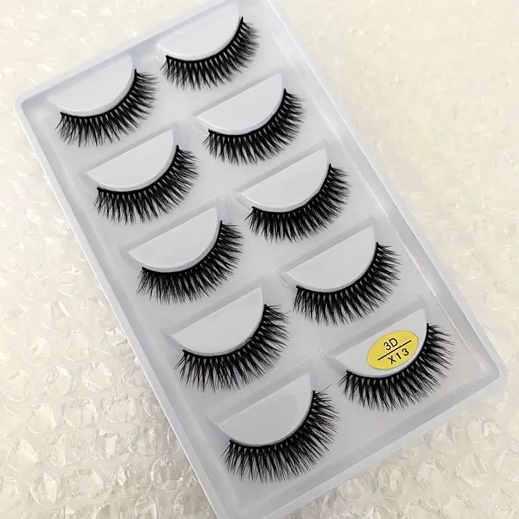 5 pairs 100% Real Mink Eyelashes Faux Cils Natural False Eyelashes 3d Mink Lashes Soft Eyelash Extension Makeup Cilio H13 E-08