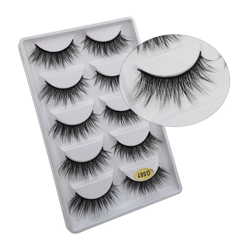 5 Pairs Mink EyeLashes 3D False Lashes winged Thick MakeupEyeLash Dramatic Lashes Natural Volume Soft Fake Eye Lashes g800