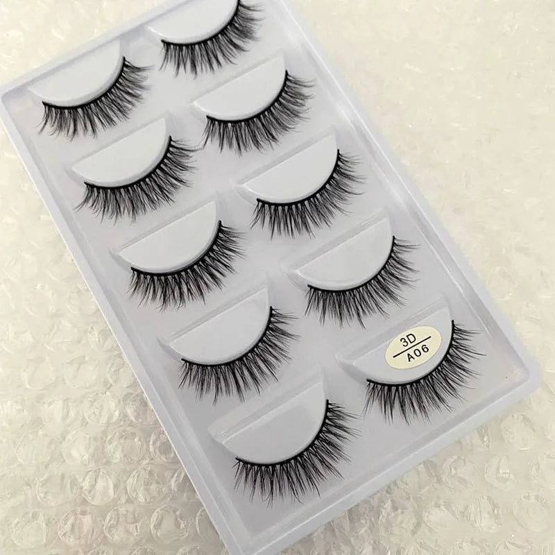 5 pairs 100% Real Mink Eyelashes Faux Cils Natural False Eyelashes 3d Mink Lashes Soft Eyelash Extension Makeup Cilio H13 E-08