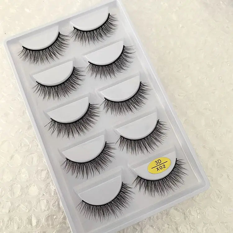 5 pairs 100% Real Mink Eyelashes Faux Cils Natural False Eyelashes 3d Mink Lashes Soft Eyelash Extension Makeup Cilio H13 E-08