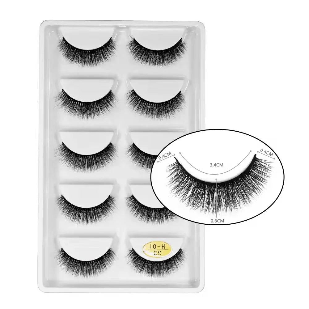 5 pairs 100% Real Mink Eyelashes Faux Cils Natural False Eyelashes 3d Mink Lashes Soft Eyelash Extension Makeup Cilio H13 E-08