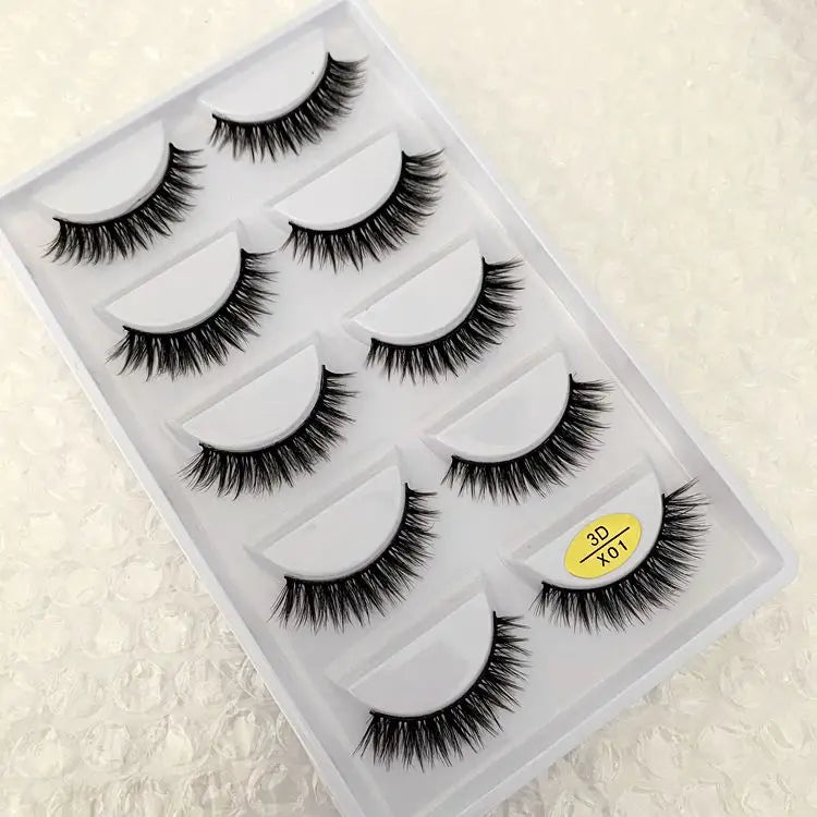 5 pairs 100% Real Mink Eyelashes Faux Cils Natural False Eyelashes 3d Mink Lashes Soft Eyelash Extension Makeup Cilio H13 E-08