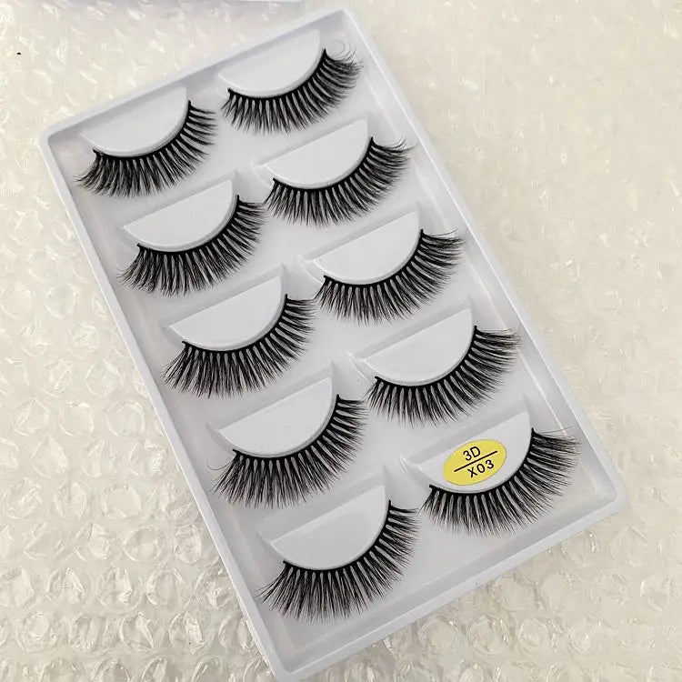 5 pairs 100% Real Mink Eyelashes Faux Cils Natural False Eyelashes 3d Mink Lashes Soft Eyelash Extension Makeup Cilio H13 E-08