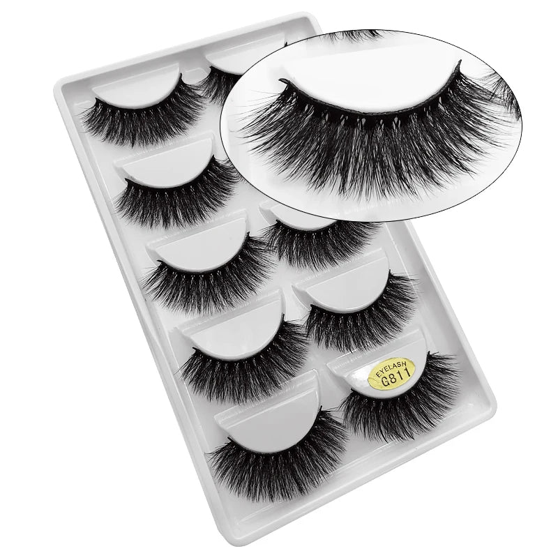 5 Pairs Mink EyeLashes 3D False Lashes winged Thick MakeupEyeLash Dramatic Lashes Natural Volume Soft Fake Eye Lashes g800