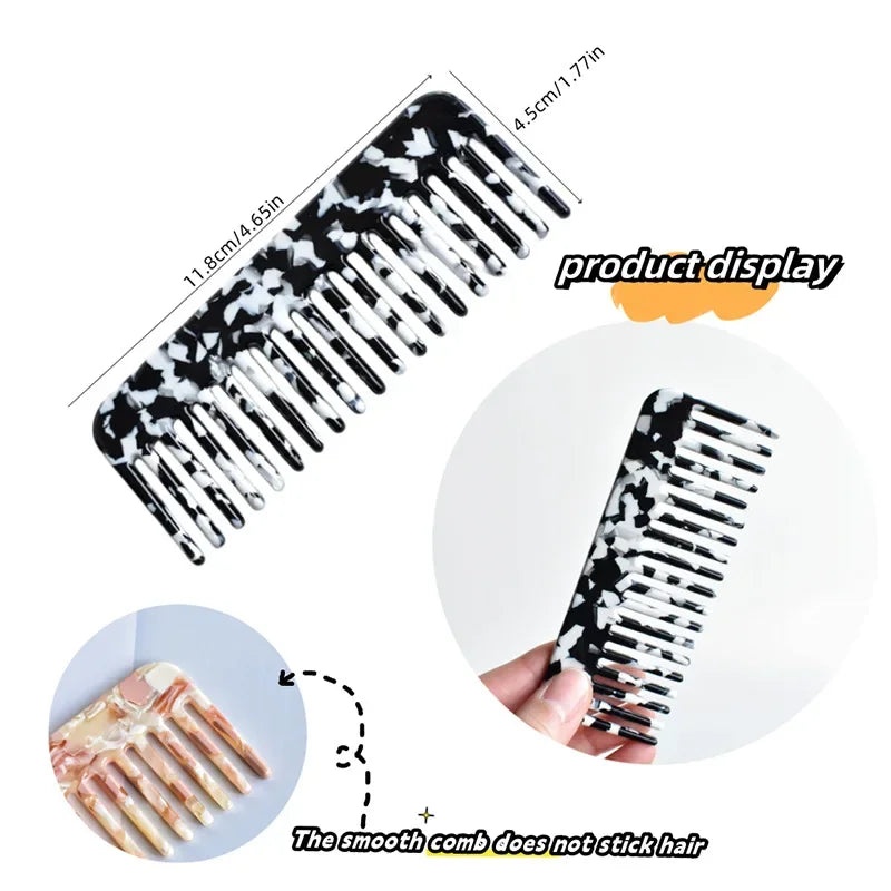 Acetate Hair Combs Wide Large Tooth Pocket Hair Comb Anti-static Hairdressing Tools Massage Hairbrush Colorful Hair Styling Tool