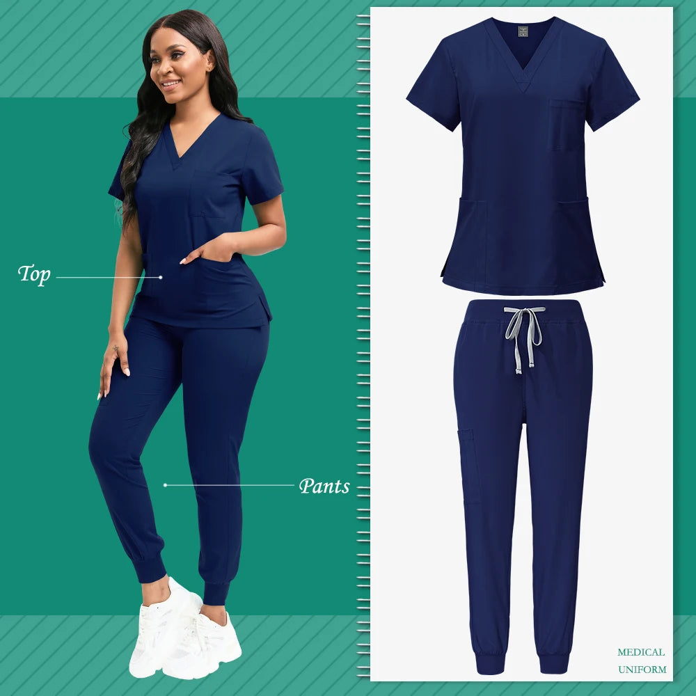 New Nurse Uniform for Women Nursing Solid Surgical Gown High-quality Doctor Scrub Sets Unisex Hospital Work Wear Wholesale Price