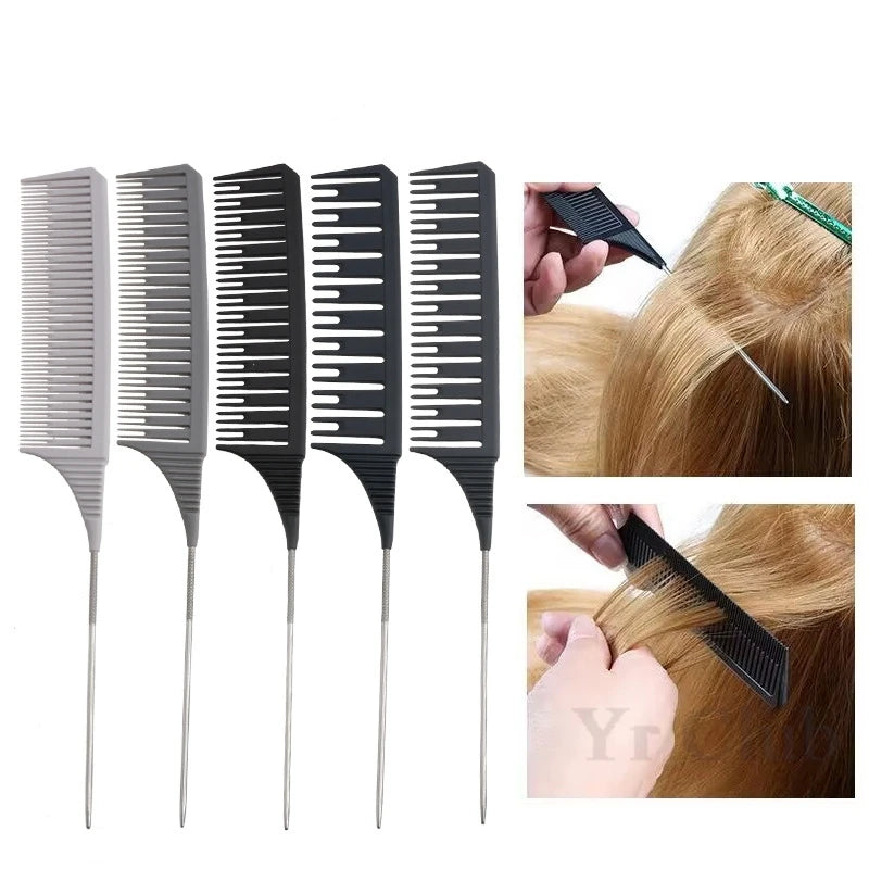 5Pcs/Set Hairbrush Highlight Dyeing Comb Hairstylist Dye  Hair Pointed Combs Hair Salon Hairdressing Brush Styling Tools Y0606