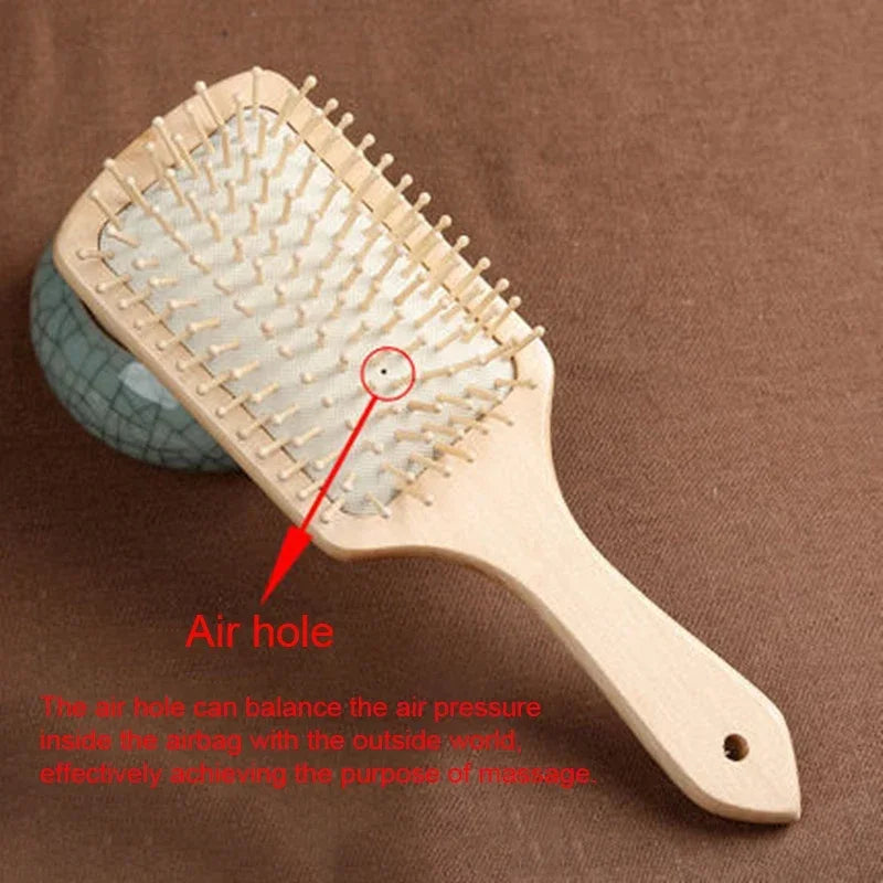 Wood Comb Professional Healthy Paddle Cushion Hair Loss Massage Brush Hairbrush Comb Scalp Hair Care Healthy bamboo comb