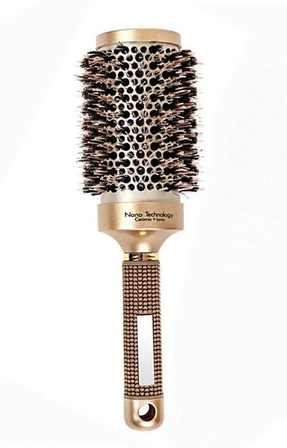 Salon Hairdressing Comb Durable Ceramic Iron Aluminium Tube Round Comb Gold Hairdressing Brush Barber Styling Tools