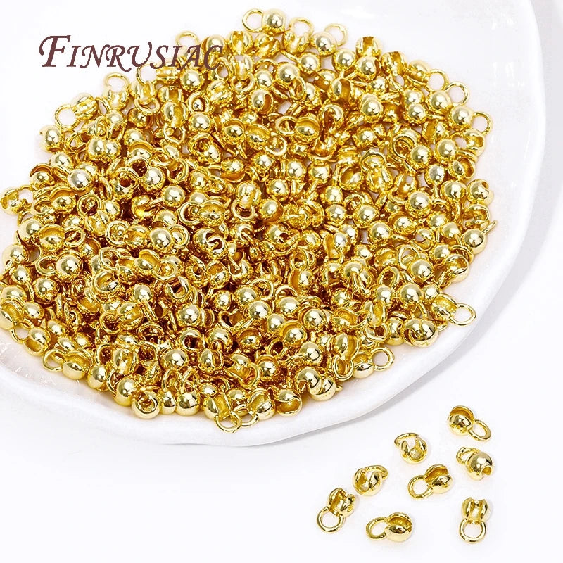 10/20 Pcs Clam Shell Bead Tip Ball Chain Connector DIY Bracelets Jewelry Making Supplies 18K Gold Plated Crimp End Bead Findings