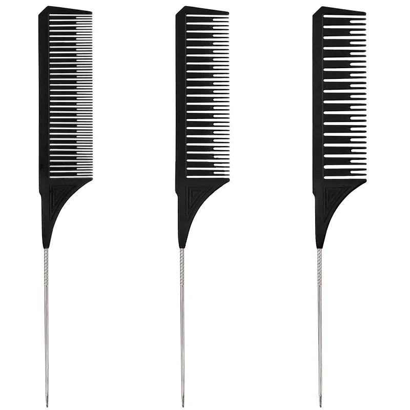 Large and Small Toothed Steel Needle-point Tail Comb Trendy Comb PC Tip-tail Hair Highlighting Comb for Stylist