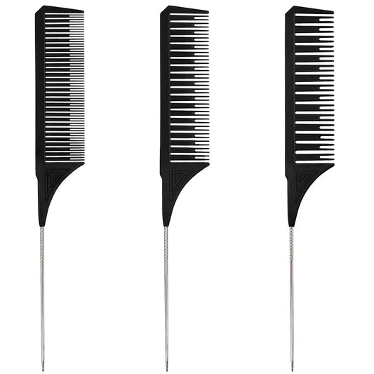 Large and Small Toothed Steel Needle-point Tail Comb Trendy Comb PC Tip-tail Hair Highlighting Comb for Stylist