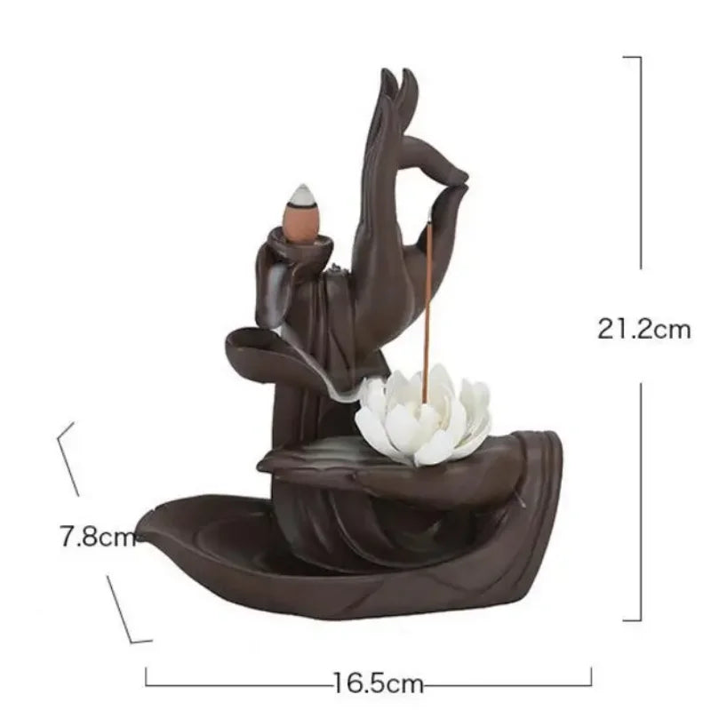 Handmade Purple Clay Burner Backflow Incense Burner Incense Stick Holder Zen Lotus Ceramic Incense Censer Home Ornaments