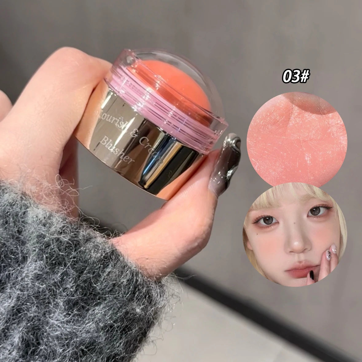 Creamy Purple Blush Stick Soft Face Blusher Cream Korean Make Up Peach Pink Cheek Tint Brightening Contouring Shadow Cosmetics