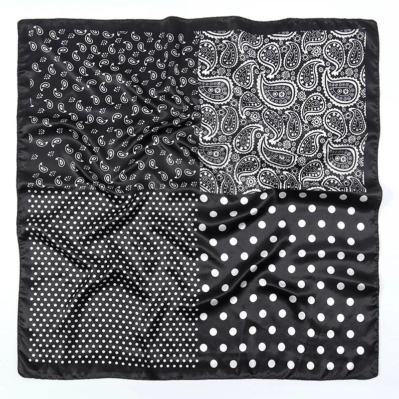 Foulard en soie Pour Femme, Hijab, Bandana, QuatureSaisons, Mode Chef, Accessoires pour cheveux, 90x90cm