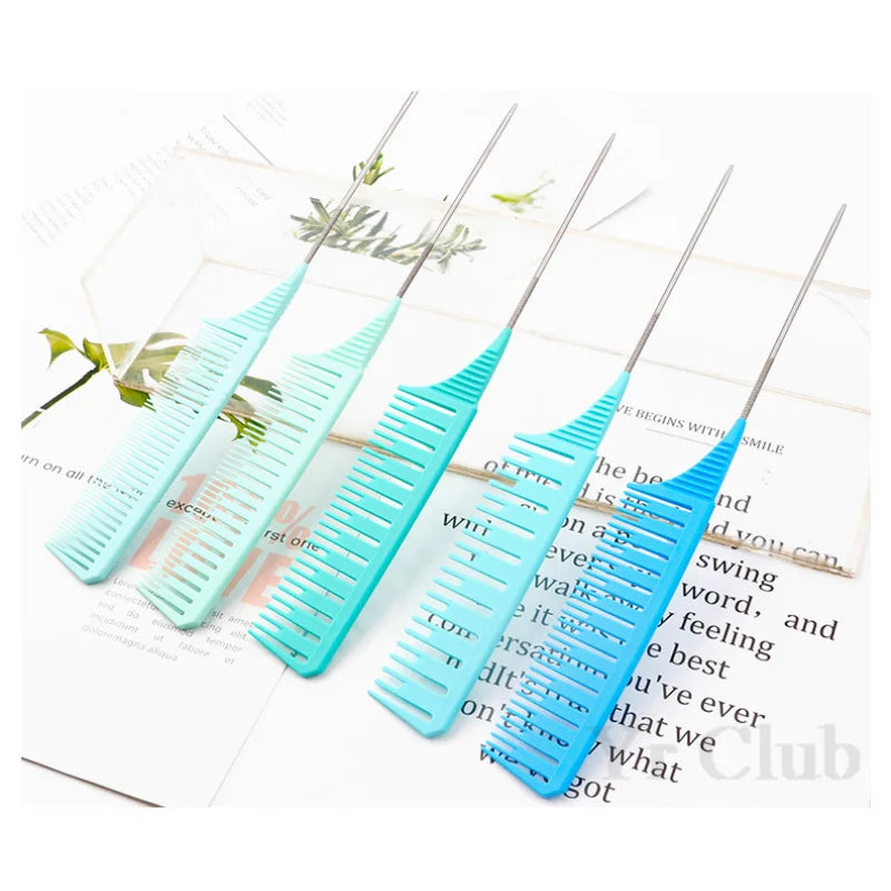 5Pcs/Set Hairbrush Highlight Dyeing Comb Hairstylist Dye  Hair Pointed Combs Hair Salon Hairdressing Brush Styling Tools Y0606