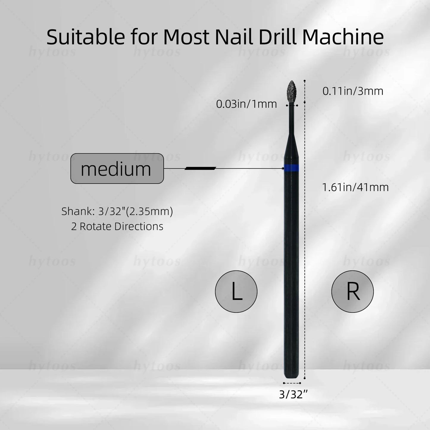 HYTOOS Black Diamond Nail Drill Bits Pro Russian Cuticle Bit for Nail Drill Dead Skin Cuticle Cleaner Nails Pre-treatment Tools