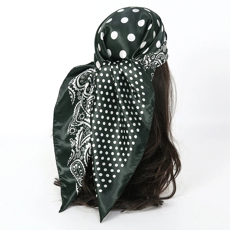 Foulard en soie Pour Femme, Hijab, Bandana, QuatureSaisons, Mode Chef, Accessoires pour cheveux, 90x90cm